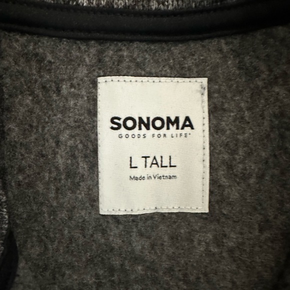 Men’s SONOMA Gray Black Long Sleeve Fleece Sweater Jacket, Size Large Tall. New! - Picture 5 of 12